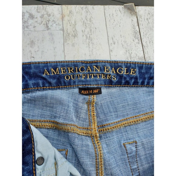 American Eagle Outfitters Flex/4 360° 31x32 Original Straight Blue Jeans cotton - Picture 4 of 9